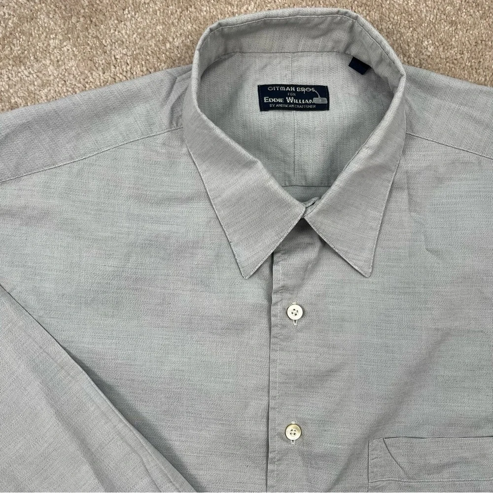 Gitman Bros Shirt Adult 16.5 Gray Button Up Cotton Long Sleeve Dress Shirt Men